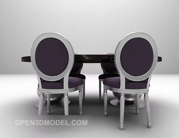Elegant Oval Table With Chair 3d model Elegant Oval Table With Chair 3d model