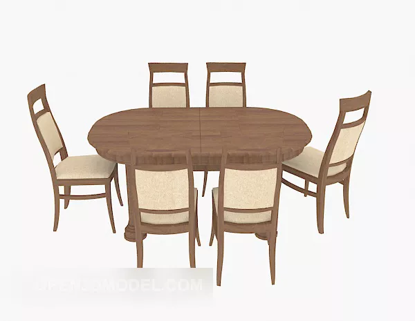Oval Table Chair Set 3d model Oval Table Chair Set 3d model