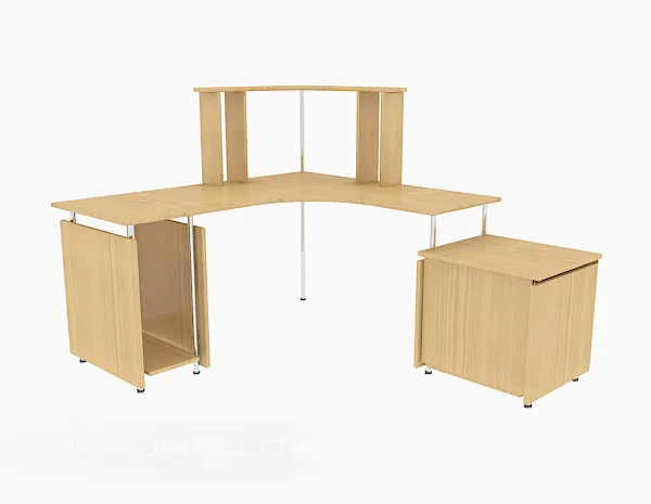 Work Desk Yellow Wooden 3d model Work Desk Yellow Wooden 3d model