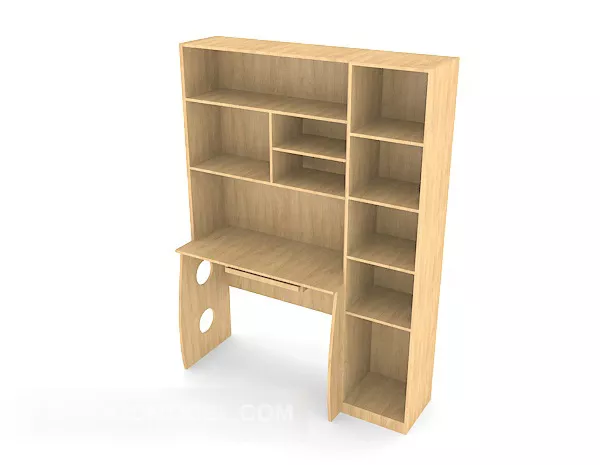 Wood Desk Bookcase 3d model Wood Desk Bookcase 3d model