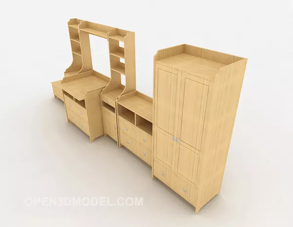Bedroom Wardrobe White Color 3d model