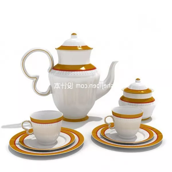 European Tea Dishes 3d model European Tea Dishes 3d model