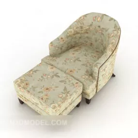 Pastoral Green Flower Single Sofa 3d model