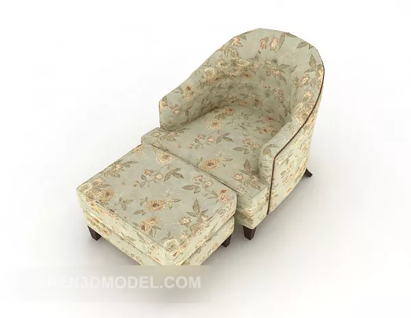 Pastoral Green Flower Single Sofa 3d model Pastoral Green Flower Single Sofa 3d model