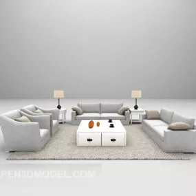 Pastoral Light-colored Sofa Furniture 3d model