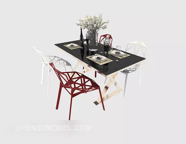 Pastoral-style Dining Table 3d model Pastoral-style Dining Table 3d model