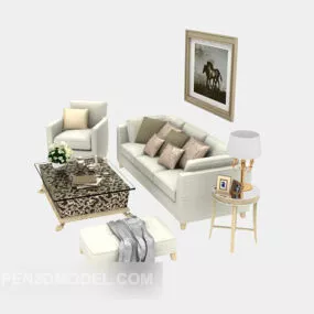 Pastoral Style Double Sofa Furniture 3d model