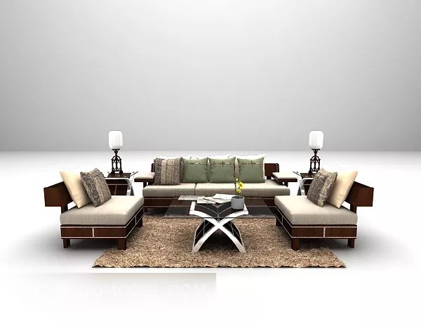 Pastoral Style Wooden Sofa Furniture 3d model Pastoral Style Wooden Sofa Furniture 3d model