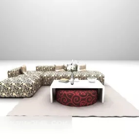 Pattern Sofa With Table 3d model