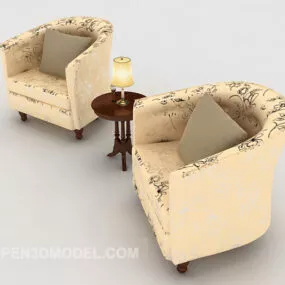 Patterned Single Sofa Combination 3d model