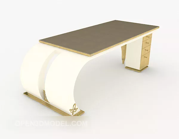 Home Desk Curved Leg 3d model Home Desk Curved Leg 3d model