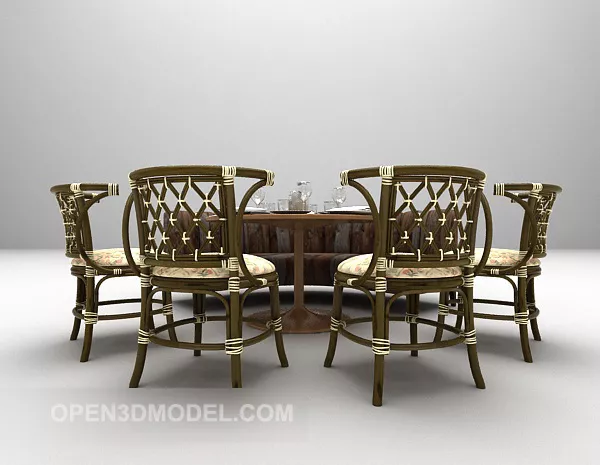 Asian Wooden Table Chair 3d model Asian Wooden Table Chair 3d model
