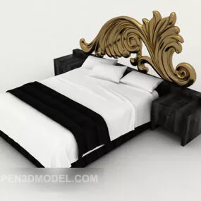 Modern Black And White Double Bed 3d model