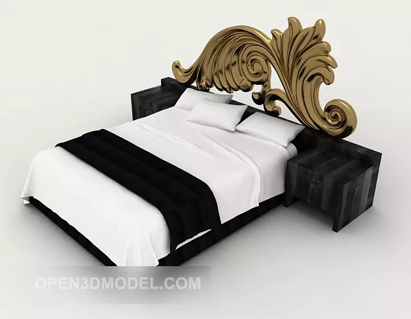 Modern Black And White Double Bed 3d model Modern Black And White Double Bed 3d model