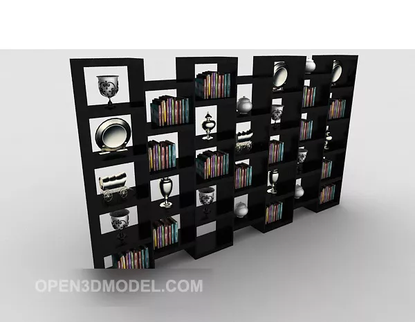 Decoration Of Black Bookcase 3d model Decoration Of Black Bookcase 3d model