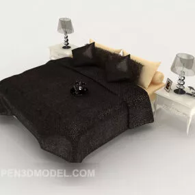 Personality Black Double Bed 3d model