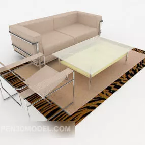 Personality Home Brown Combination Sofa 3d model