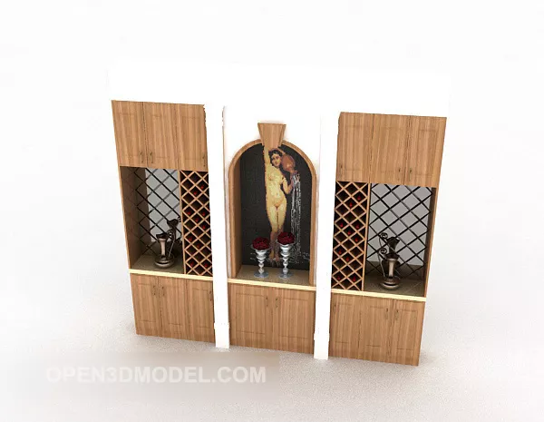 Stylized Home Wooden Display Cabinet 3d model Stylized Home Wooden Display Cabinet 3d model