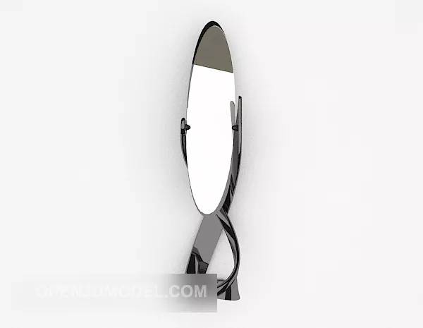 Round Carved Frame Mirror 3d model