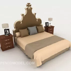 Personality Light Brown Double Bed 3d model