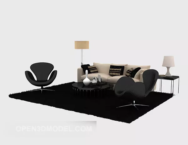 Modern Minimalist Style Sofa Set 3d model Modern Minimalist Style Sofa Set 3d model