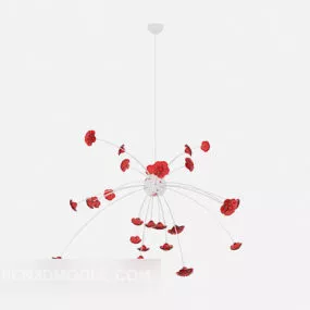 Stylized Modern Chandelier Red Shade 3d model