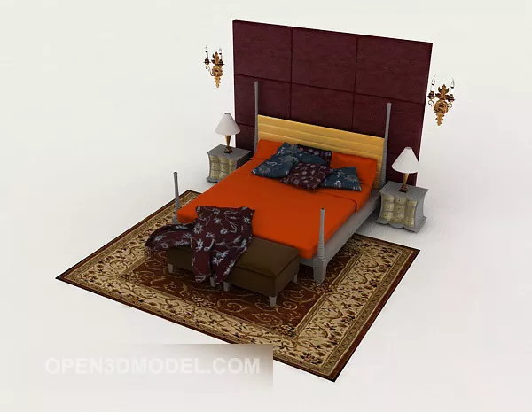 Personality Orange Double Bed 3d model Personality Orange Double Bed 3d model