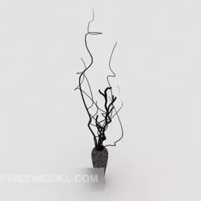Stylized Dry Tree Vase Setup 3d model