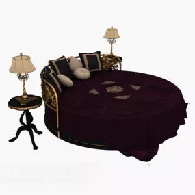European Hotel Round Bed 3d model