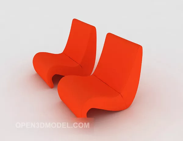 Modern Simple Orange Lounge Chair Set 3d model Modern Simple Orange Lounge Chair Set 3d model
