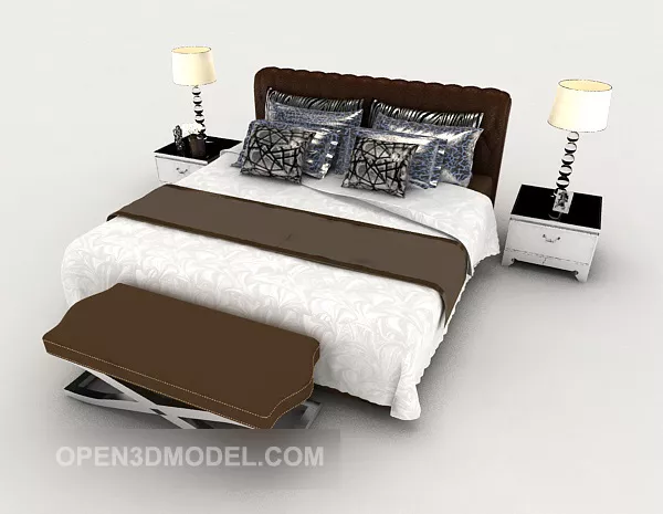 Personality White Double Bed 3d model Personality White Double Bed 3d model