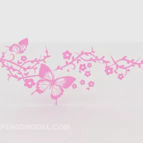 Pink Wall Painted Decoration 3d model