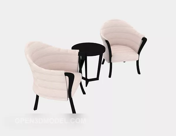 Pink Monochrome Sofa With Table 3d model Pink Monochrome Sofa With Table 3d model