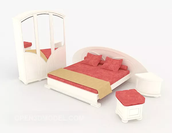 Pink Series Fresh Double Bed 3d model Pink Series Fresh Double Bed 3d model