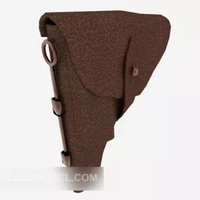 Pistol With Leather Case 3d model