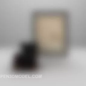 Plaid Sofa With Painting 3d model