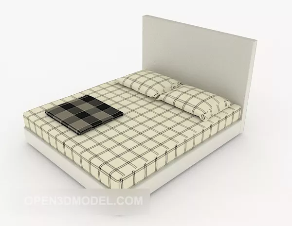 Plaid Double Bed Furniture 3d model Plaid Double Bed Furniture 3d model
