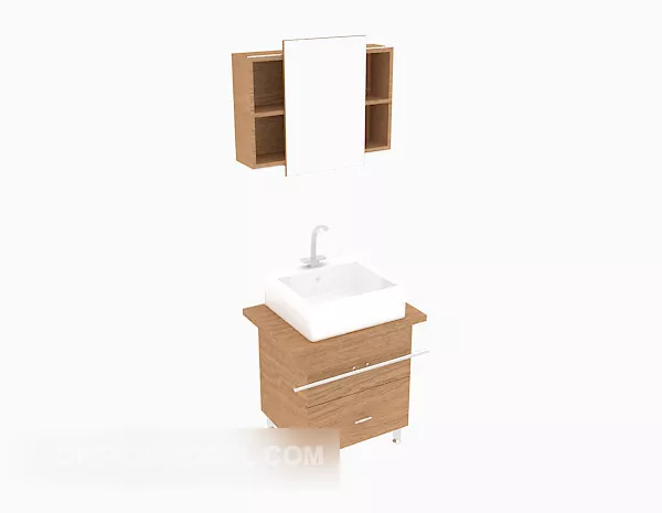 Modern Washbasin With Rectangular Mirror 3d model