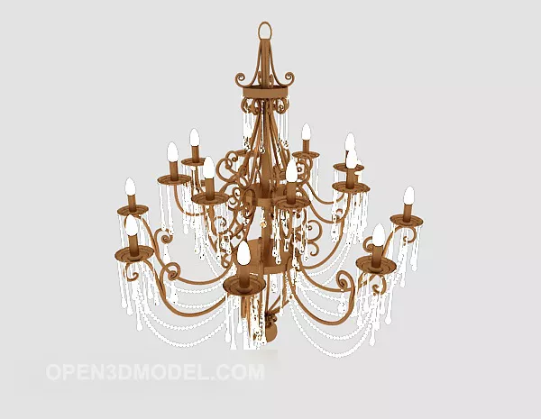 Classic Brass European Chandelier 3d model Classic Brass European Chandelier 3d model