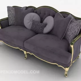 Purple European Double Sofa 3d model