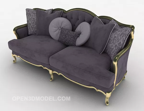 Purple European Double Sofa 3d model Purple European Double Sofa 3d model