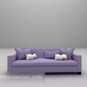 Purple Multiplayer Sofa With Pillows 3d model