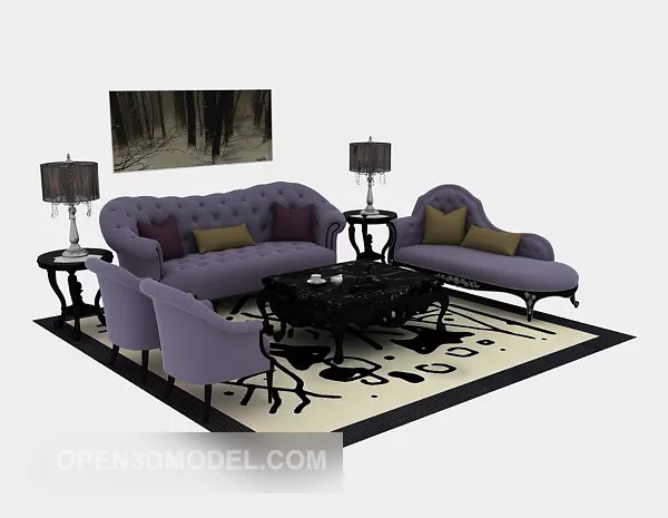Purple Sofa Sets Furniture 3d model Purple Sofa Sets Furniture 3d model