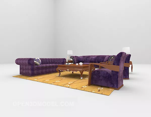 Purple Combination Sofa Furniture 3d model Purple Combination Sofa Furniture 3d model