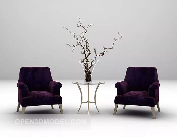 Purple Fabric Table And Chairs 3d model Purple Fabric Table And Chairs 3d model
