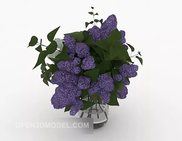Pot Purple Flower Set 3d model Pot Purple Flower Set 3d model