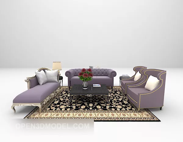 Purple Leather Sofa Furniture 3d model Purple Leather Sofa Furniture 3d model
