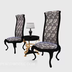 Purple Patterned Single Sofa 3d model