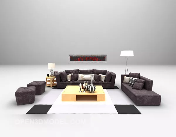 Purple Sofa Combination With Carpet 3d model Purple Sofa Combination With Carpet 3d model