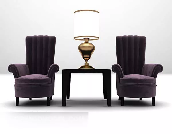 Purple Leather Table And Chair 3d model Purple Leather Table And Chair 3d model